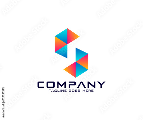 Free Download Modern Colorful Hexagon Geometric Letter S logo Design - GFXLoad