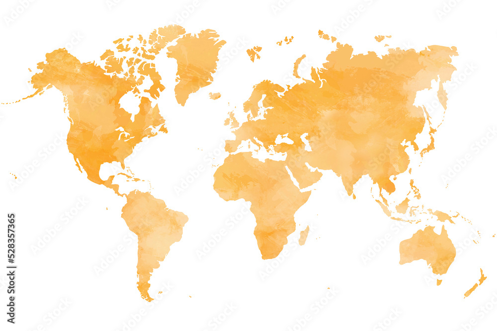 Obraz premium Colorful watercolor world map on transparent background. 
