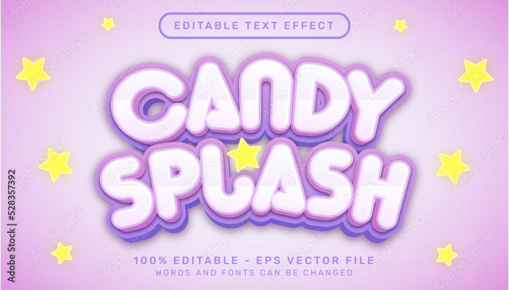 candy splash 3d text effect and editable text effect
