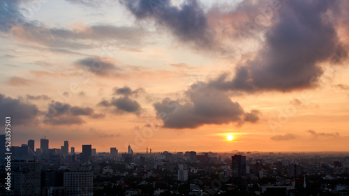 aerial view of mexico city during sunrise