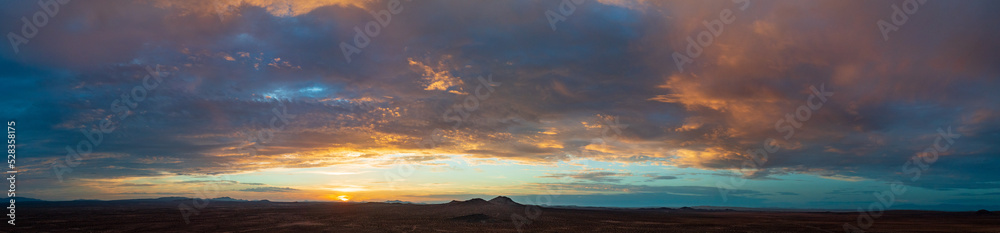 A beautiful clouded sunset over the Mojave desert. 