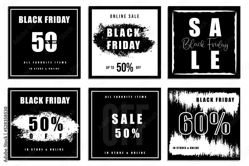 Black Friday promotion web banner for social media template. Black Friday Sale banner for social media.