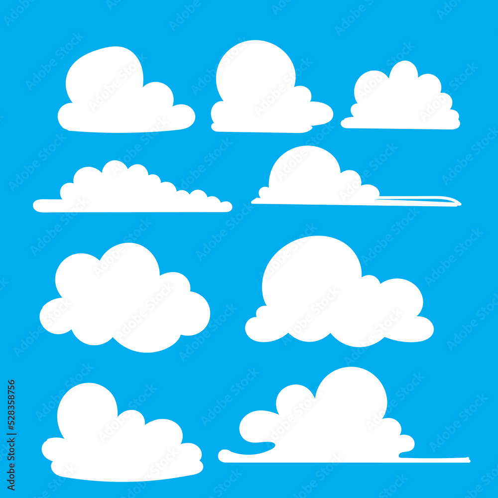 hand drawn doodle clouds illustration collection vector