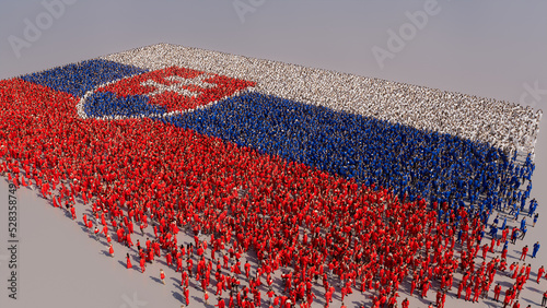 Slovak Banner Background, with People congregating to form the Flag of Slovakia. photo