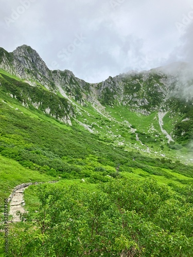 Senjojiki Curl is close to the ridgeline of the Central Alps, the bowl-shaped terrain created by glaciers is a treasure trove of alpine flora.