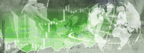 Global stock market trading. Background with 3D model of the globe