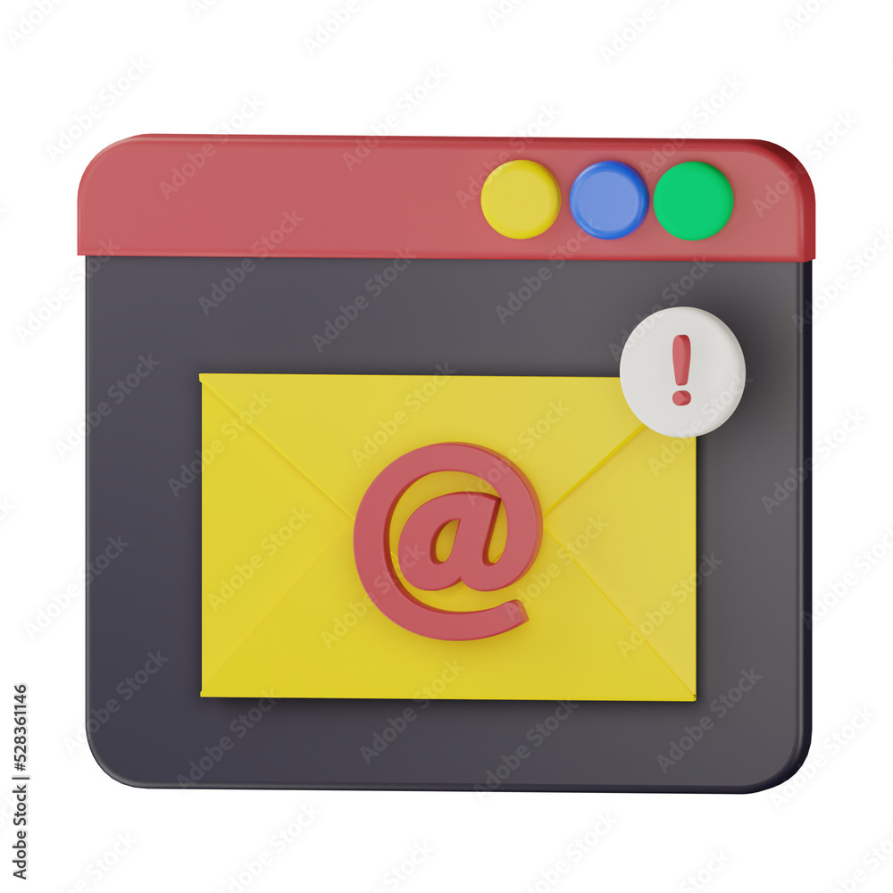 3d webpage email message notification icon illustration
3d webpage email message notification icon illustration