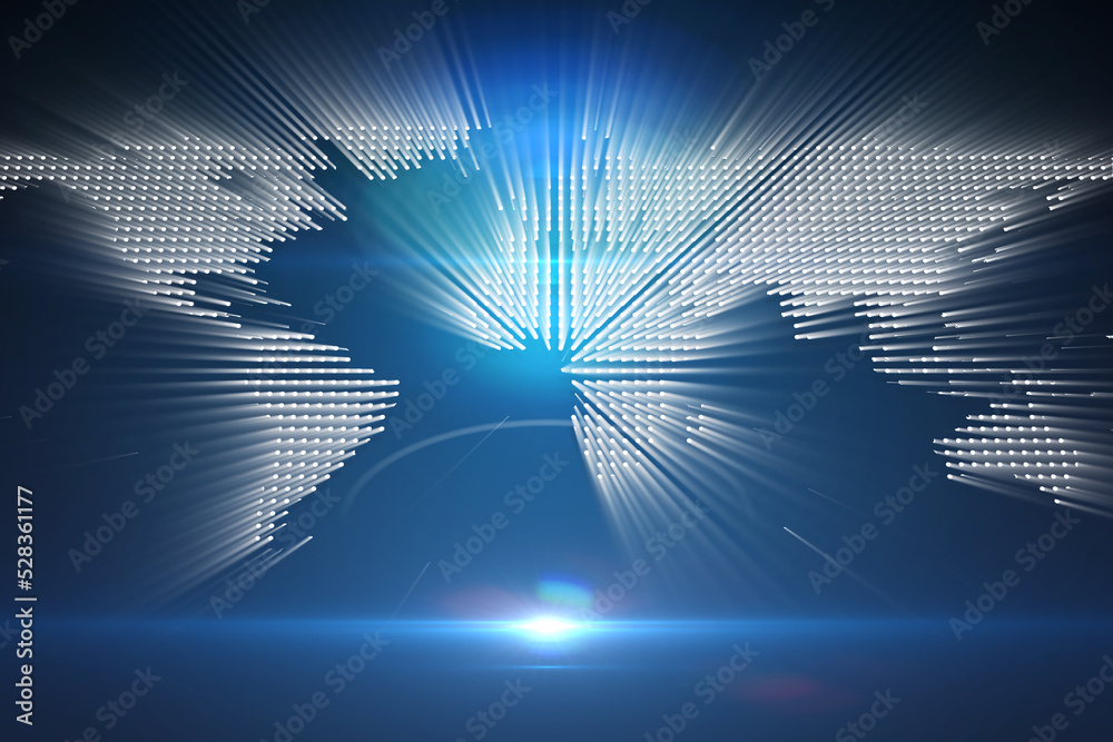 Glowing world map on black background Stock Illustration | Adobe Stock