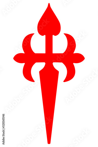 symbol of the cross of Santiago de Compostela. A sword and liz's flower. Galicia, Spain.