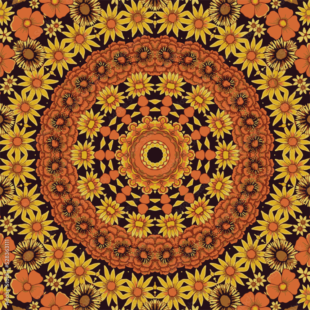Fototapeta premium Festival art vector seamless pattern mandala