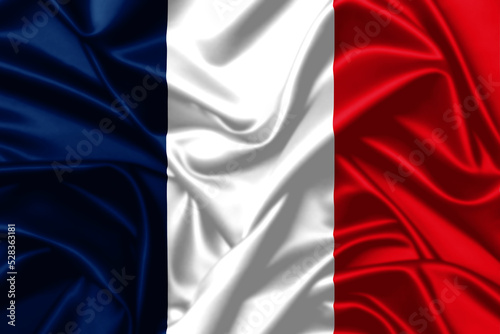 France waving flag close up satin texture background