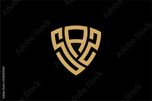 SAZ creative letter shield logo design vector icon illustration