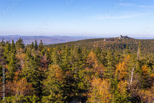 View from the top of mountain Yurma. Taganay national Park. South Ural, Chelyabinsk region, Russia