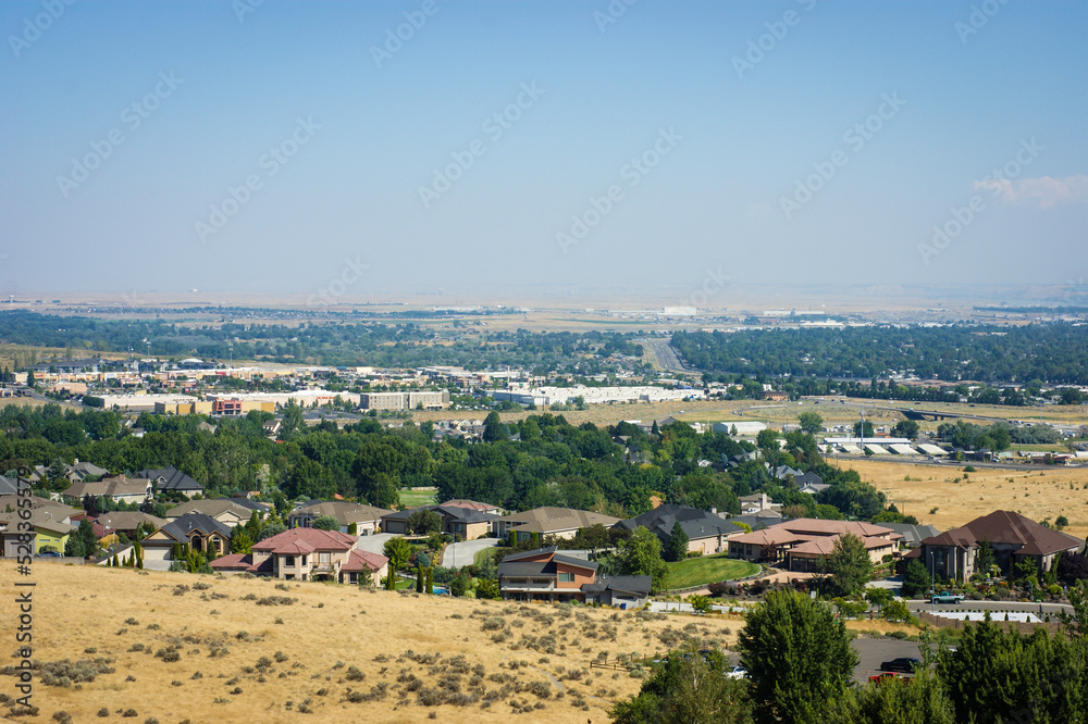 Tri-Cities Washington city of Richland from elevated viewpoint