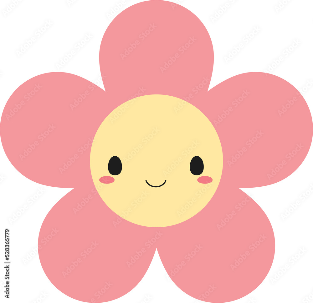 Cute pink flower icon. Flat design illustration. Cute pink flower icon. Flat design illustration.