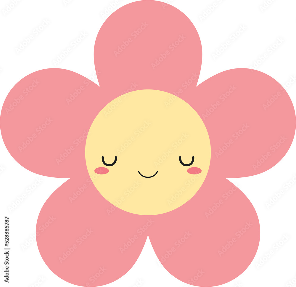 Cute pink flower icon. Flat design illustration. Cute pink flower icon. Flat design illustration.