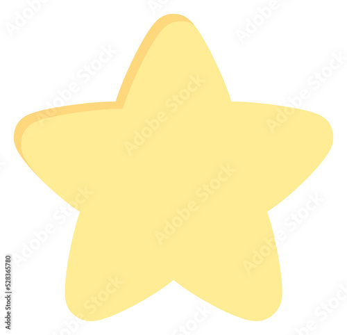 Blank cute pastel yellow star shape icon. Flat design illustration. 