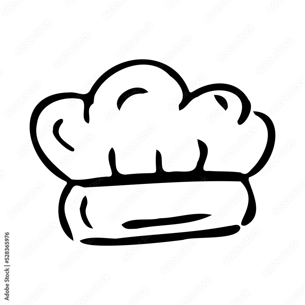 Chef hat doodle icon, uniform caps for kitchen staff Chef hat doodle icon, uniform caps for kitchen staff