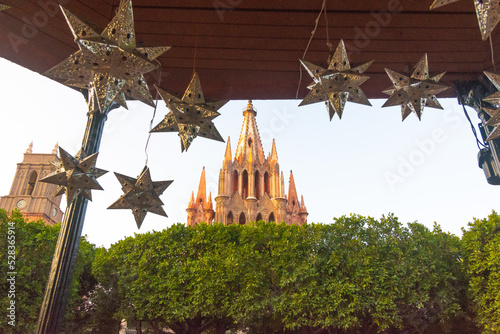 Parroquia Archangel church Jardin Town Square Rafael Chruch San Miguel de Allende, Mexico. Parroaguia created in 1600s. photo