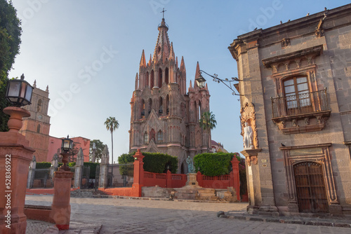 Parroquia Archangel church Jardin Town Square Rafael Chruch San Miguel de Allende, Mexico. Parroaguia created in 1600s. photo