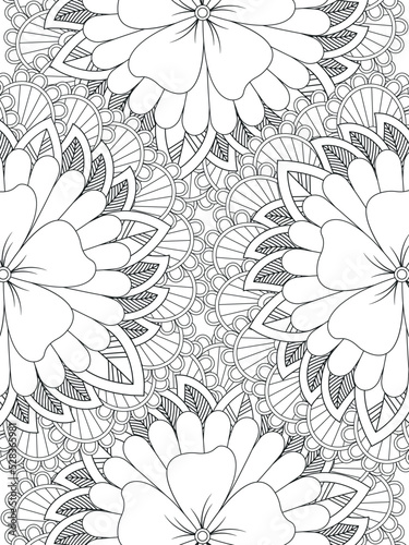 Wallpaper Mural Flowers coloring book page. Isolated on white background. Doodle drawing anti-stress coloring books page for adults or children. Flat  Illustration Torontodigital.ca