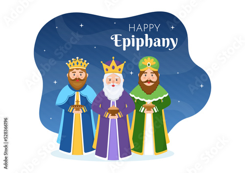 Happy Epiphany Day Template Hand Drawn Cartoon Flat Illustration Christian festival to Faith on the Divinity of Jesus Since His Coming to the World
