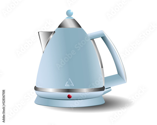 Electric kettle. Vector image. Graphic realistic drawing. Close-up.