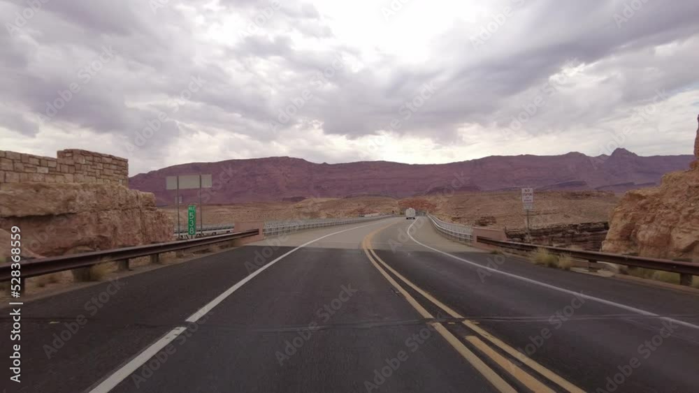 Driving Plate Grand Canyon East Rim Navajo Bridge Westbound Multicam Set 03 Rear View Colorado River Arizona Southwest USA Driving Plate Grand Canyon East Rim Navajo Bridge Westbound Multicam Set 03 Rear View Colorado River Arizona Southwest USA