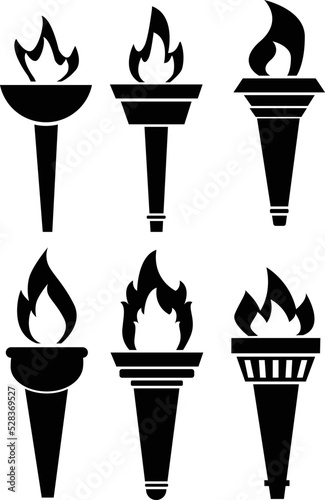 torch flame icon on white background. torch logo. the symbol of victory sign. fire torch symbol. flat style.