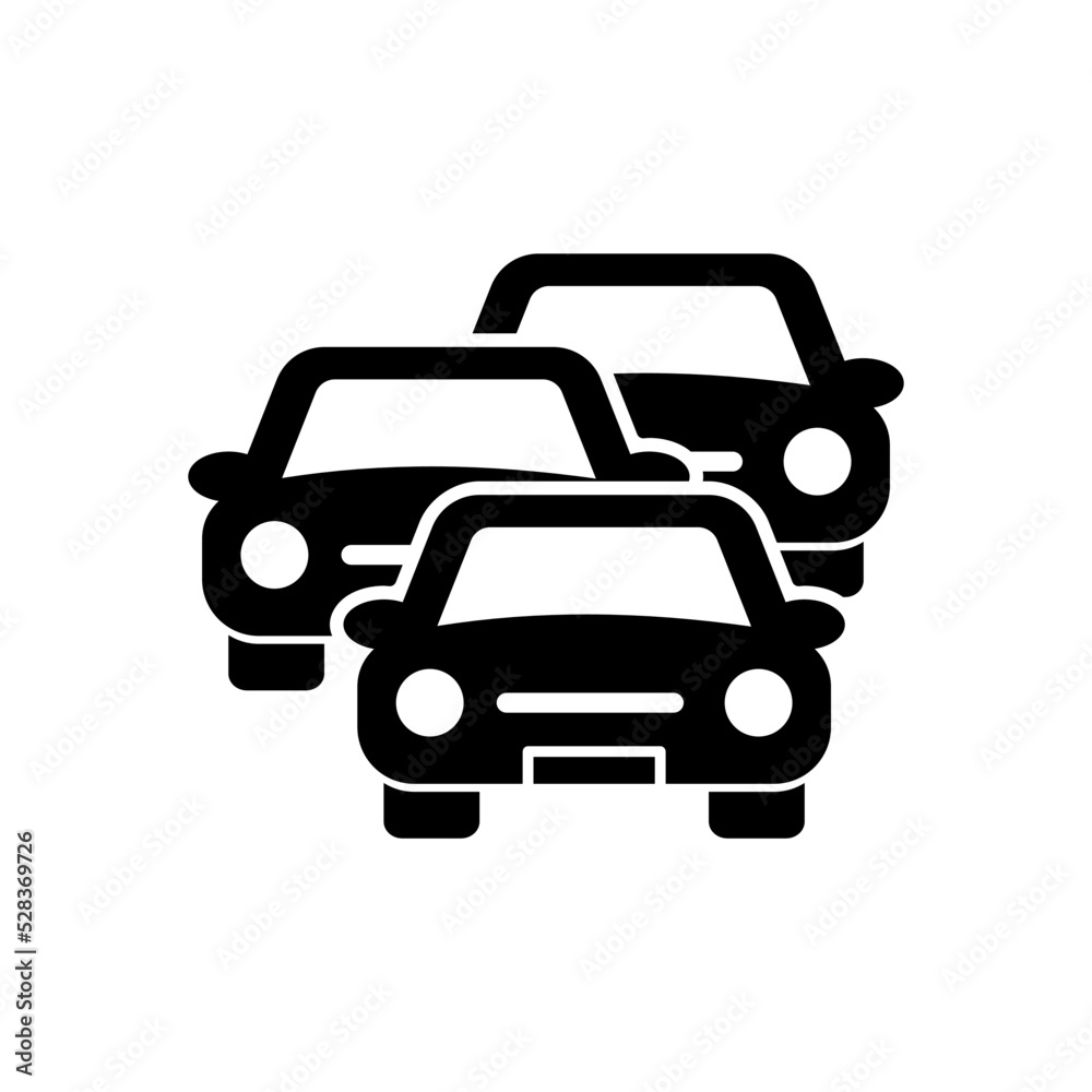 Simple And Clean Cars Traffic Jam Vector Icon Silhouette Illustration On White Background