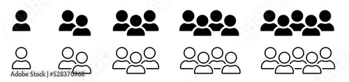 User icon and people line icon. People black vector icons. Squad icon. Two colored and black squad. People icons in modern simple flat and lines design. Vector illustration