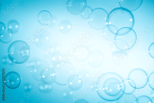 Abstract Beautiful Blue Soap Bubbles Background. Soap Sud Bubbles Water. 
