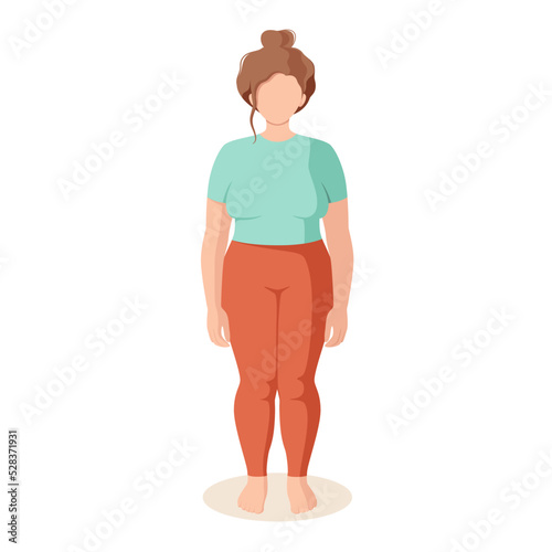 A plump woman on a white background. Cartoon design.
