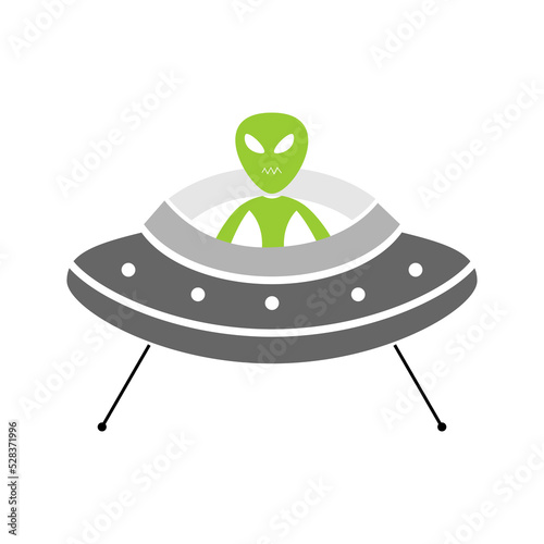Fun alien in spaceship flat illustration design element vector