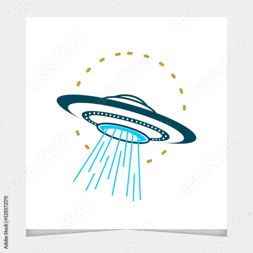 Simple cartoon flying spaceship or ufo illustration design