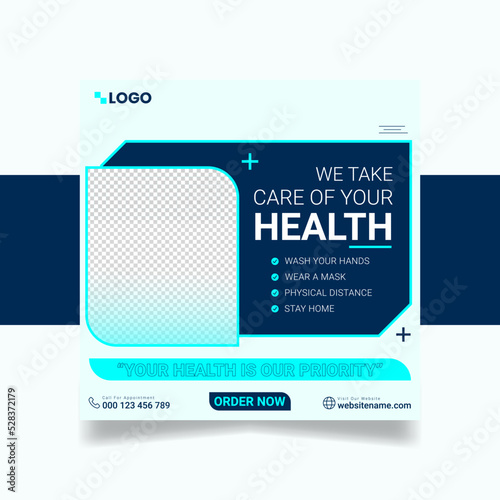 Medical square banner template. Usable for social media post, banner, and web.