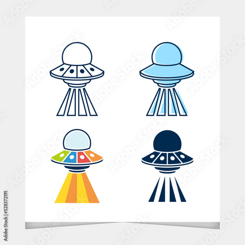 Set of alien spaceship vector element with flat color