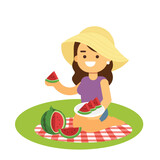 Teenager Eating Watermelon in summer season