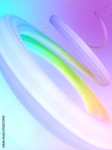 Digital illustration of a neon colored helix. Futuristic graphics style. Optical illusion. Modern art. 3d rendering