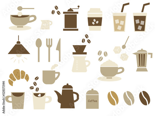 コーヒーモチーフのイラスト素材セット