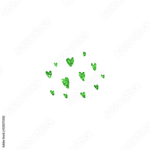 Green Glitter Hearts