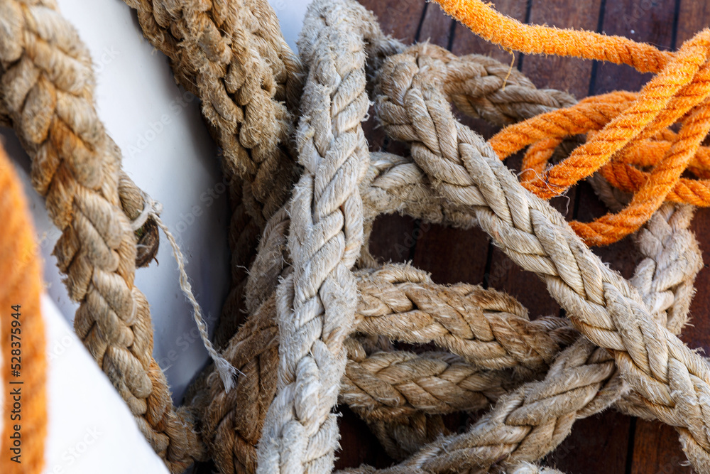 Ropes on the board of boat