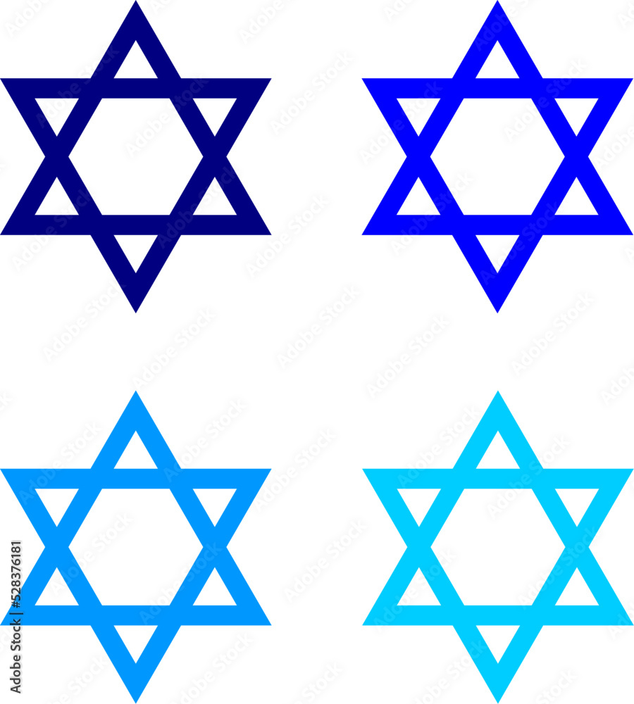 Star of David symbol. Israel flag. Four shades of blue color vector.
Star of David symbol. Israel flag. Four shades of blue color vector.