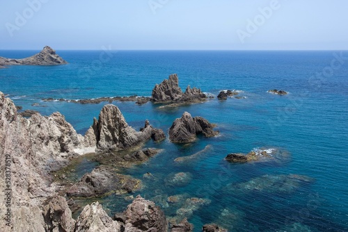 Rock formations, Arrecife de las Sirenas, Cabo de Gata, Andalusia, Spain, Europe