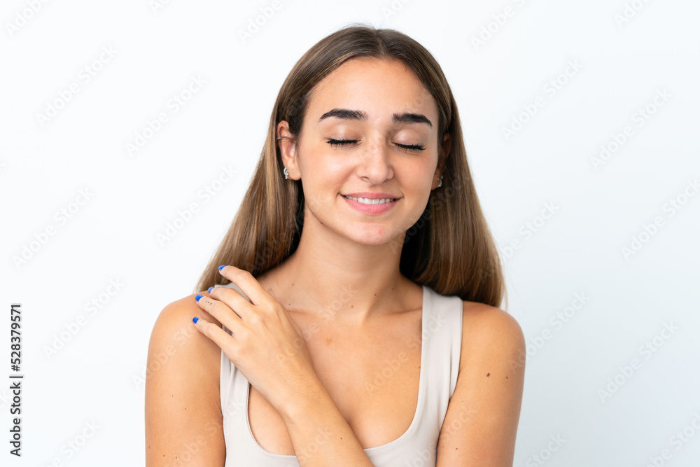 Young pretty brunette woman isolated on white background Young pretty brunette woman isolated on white background