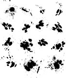 Set of black ink blots - Ink splash collection. Black vector brush strokes collection. Black paint spots vector set 