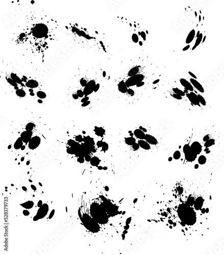 Set of black ink blots - Ink splash collection. Black vector brush strokes collection. Black paint spots vector set 