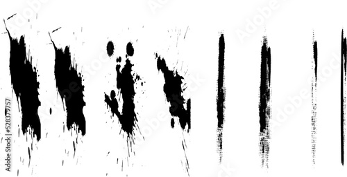 Set of Hand Drawn Grunge Brush Smears, Hand Drawn Grunge Brush Line , Black vector brush strokes collection. Black paint spots vector set 