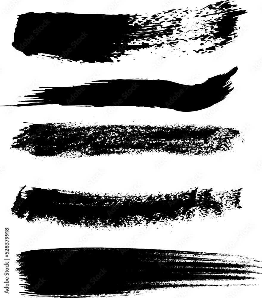  Vector black paint-ink brush stroke. Black vector brush strokes collection. Black paint spots vector set 