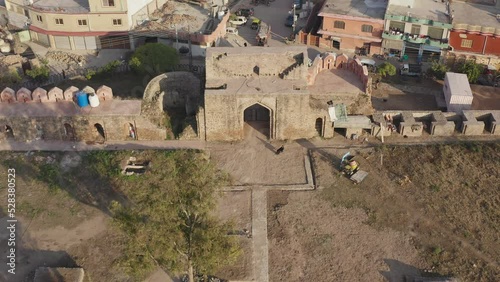 Aerial drone view of the ancient Rawat Fort in Pakistan photo